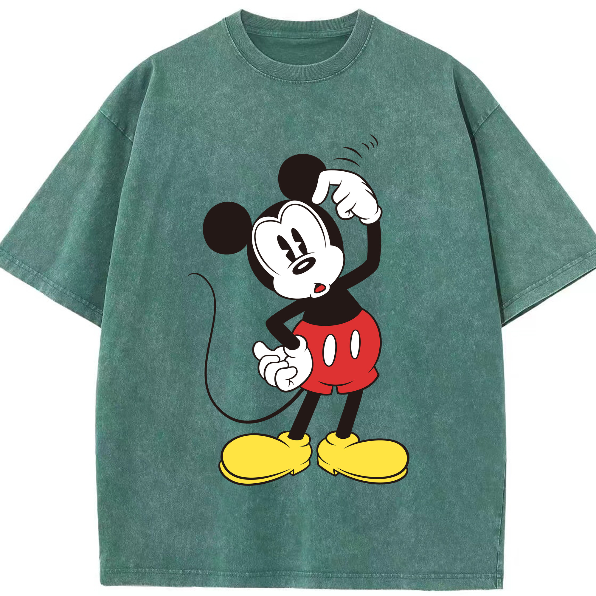 （画像用） ミッキーマウス Mickey Mouse 綿100% ヴィンテージ風 半袖Tシャツ（フロントプリント）